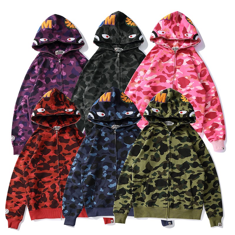 Bape Hoodie 6 Colors Purple Black Pink Red Blue Green M-3XL B51XC801